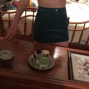 Green velvet corduroy skirt